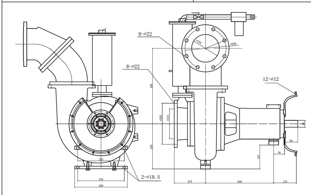 Pinnacle-Flo PFVA-8 dry prime pump dimensional outline drawing